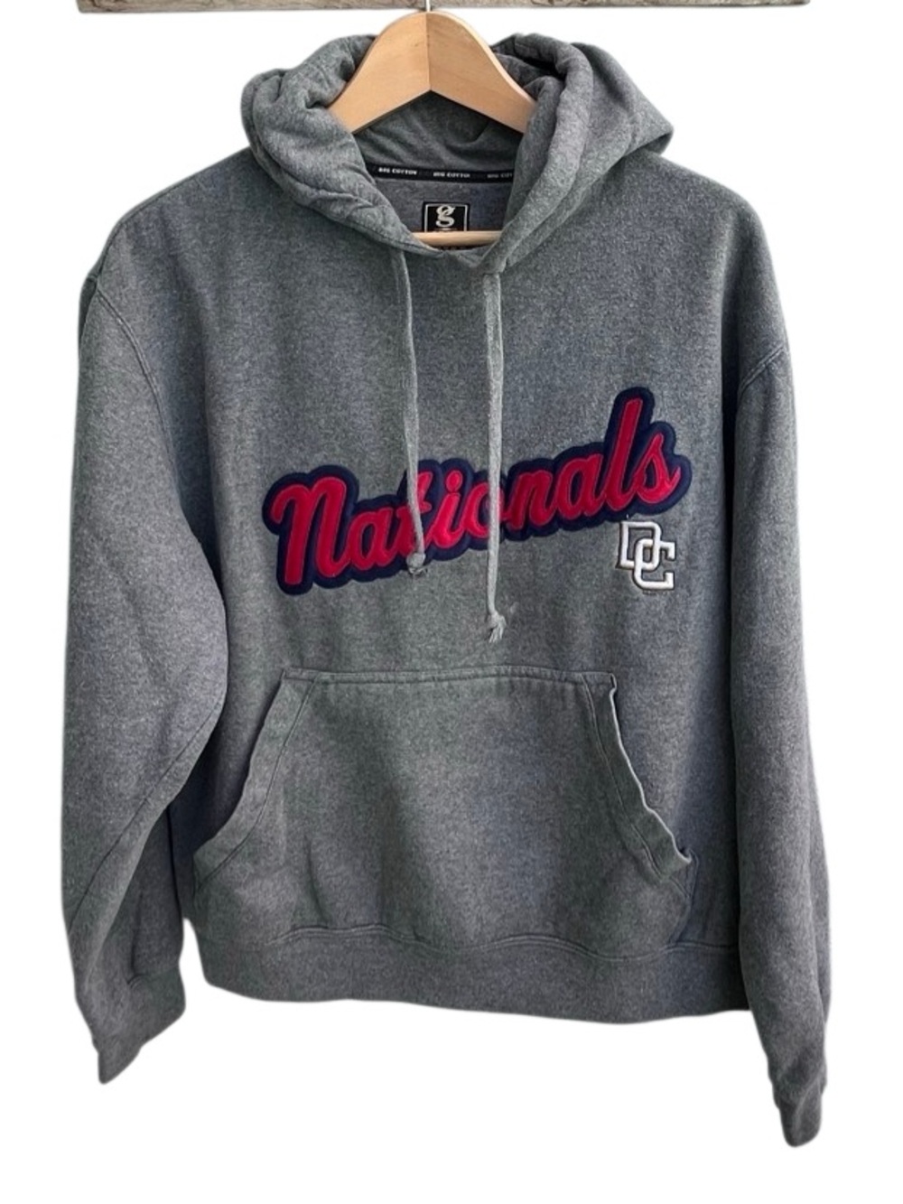 BIG COTTON Washington Nationals Hoodie Gray Embroidered Size M